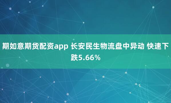 期如意期货配资app 长安民生物流盘中异动 快速下跌5.66%